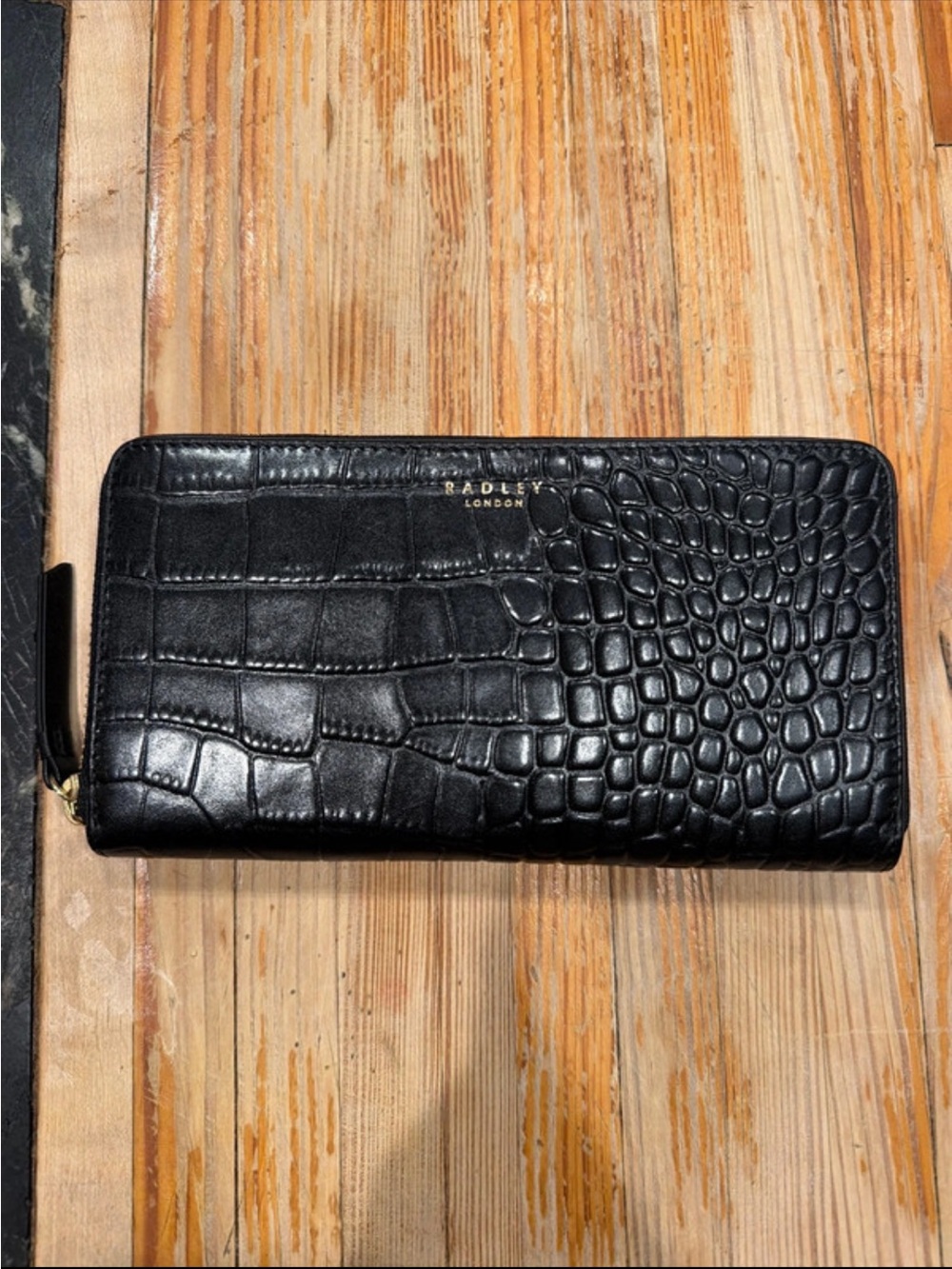 RADLEY LONDON Black Croc-Embossed Zip-Around Wallet